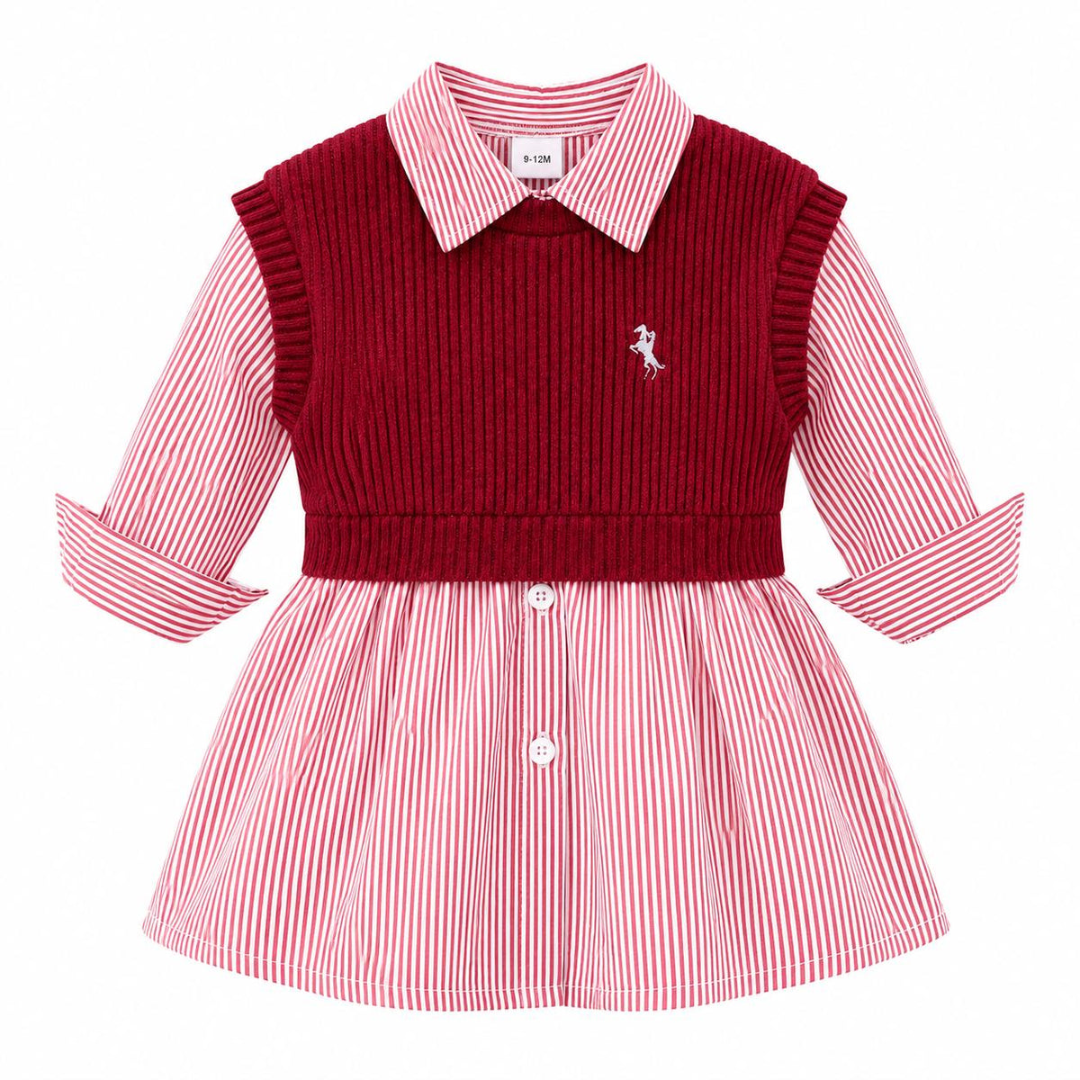 Knitted Vest Shirt Dress