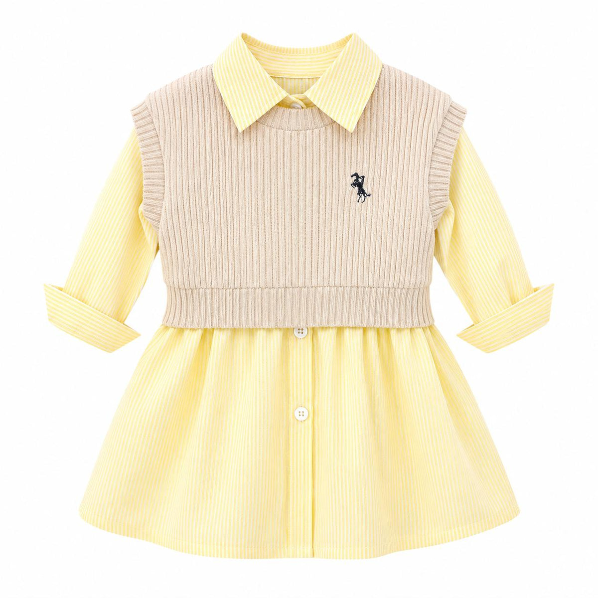 Knitted Vest Shirt Dress