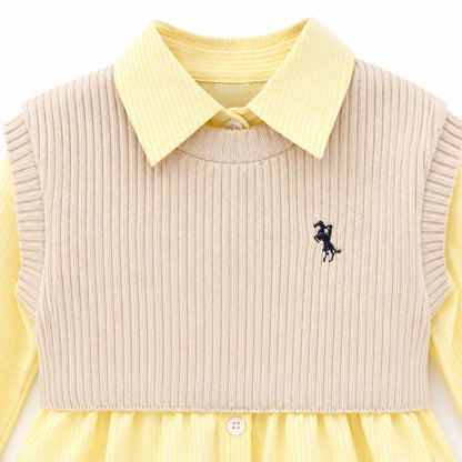 Knitted Vest Shirt Dress