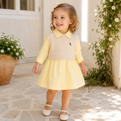 Knitted Vest Shirt Dress