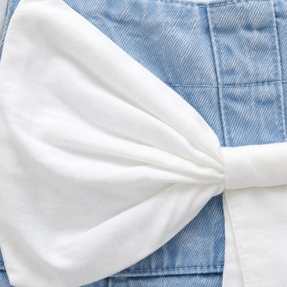 Blue Pinafore Bow Dress
