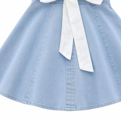 Blue Pinafore Bow Dress