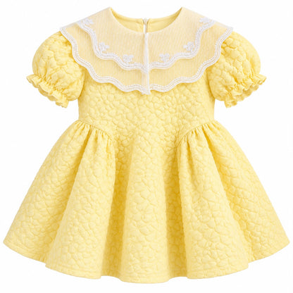 Yellow Textured Baby Dress