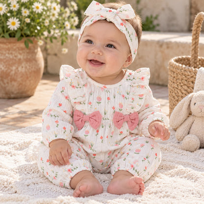 Bow Detail Baby Romper