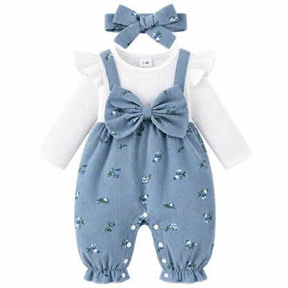 Floral Pinafore Baby Romper