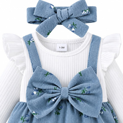 Floral Pinafore Baby Romper