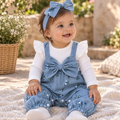 Floral Pinafore Baby Romper
