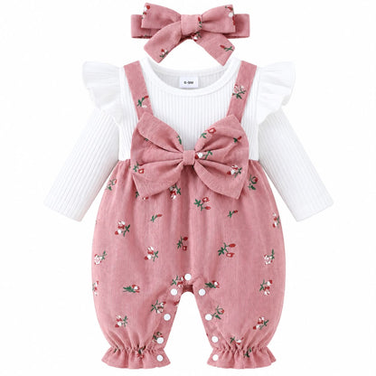 Floral Pinafore Baby Romper