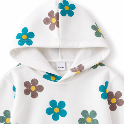 Flower Print Hoodie and Leggings Set