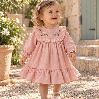 Floral Embroidered Toddler Dress
