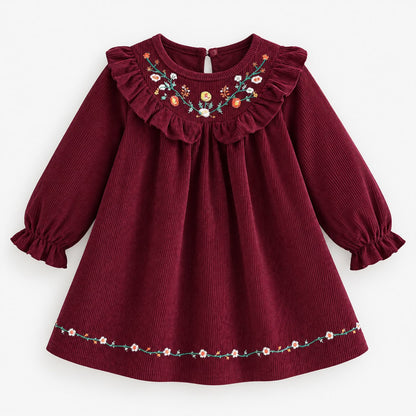 Embroidered Long Sleeve Toddler Dress