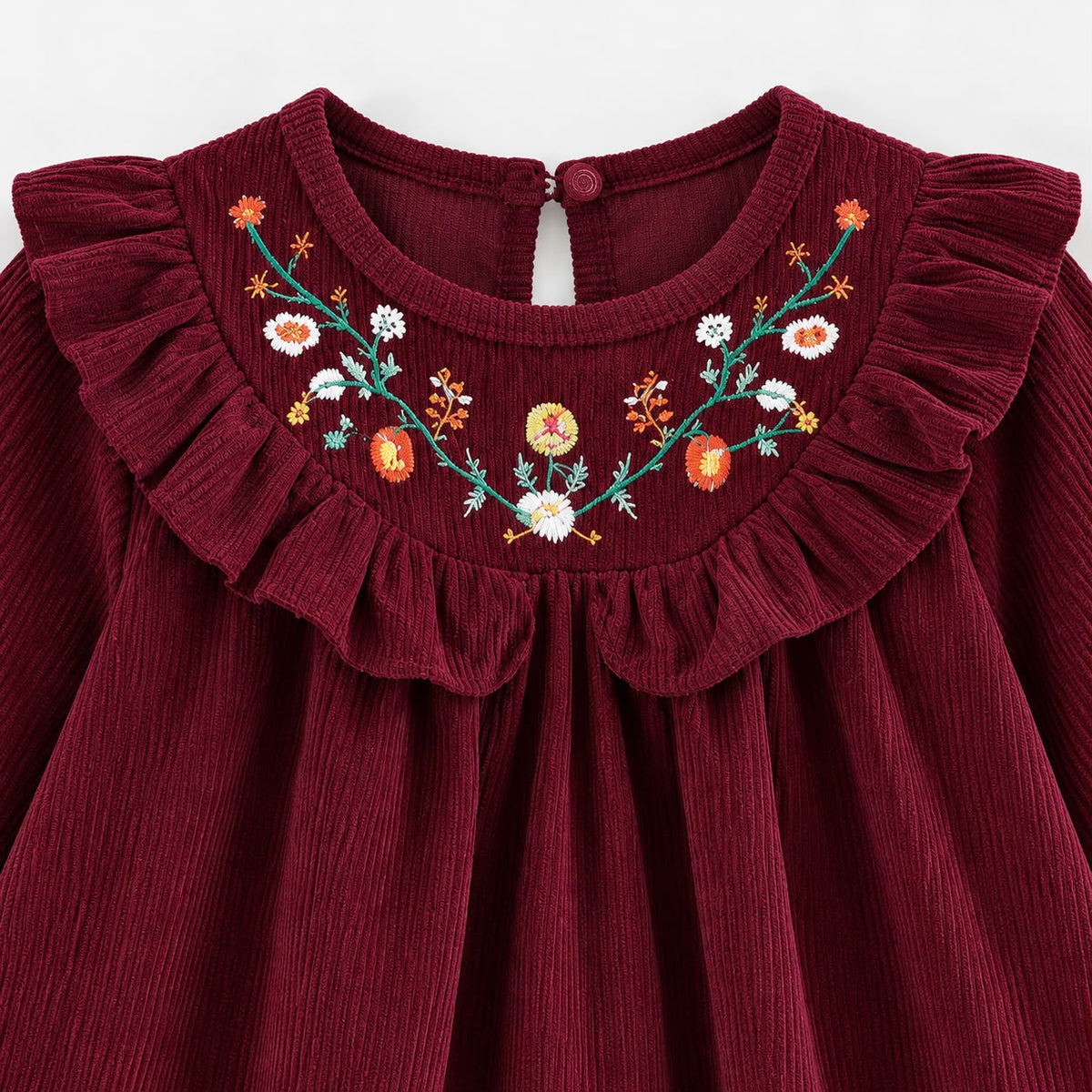 Embroidered Long Sleeve Toddler Dress