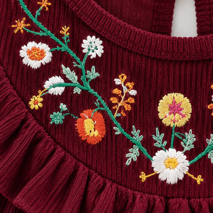 Embroidered Long Sleeve Toddler Dress