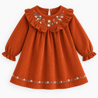 Embroidered Long Sleeve Toddler Dress