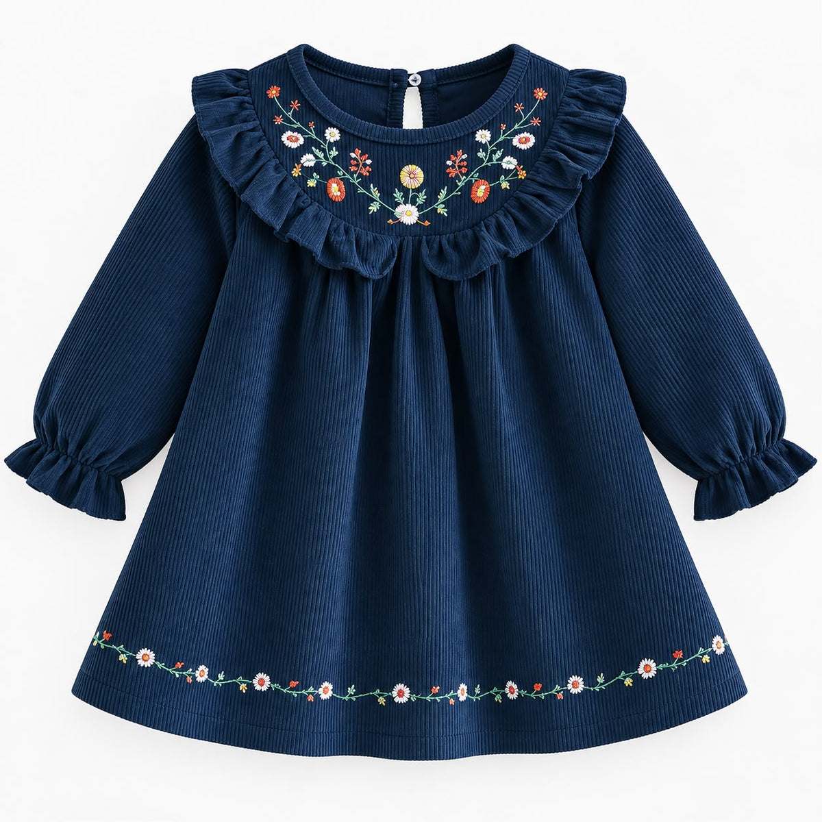Embroidered Long Sleeve Toddler Dress