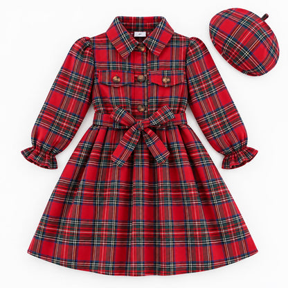 Belted Check Toddler Dress