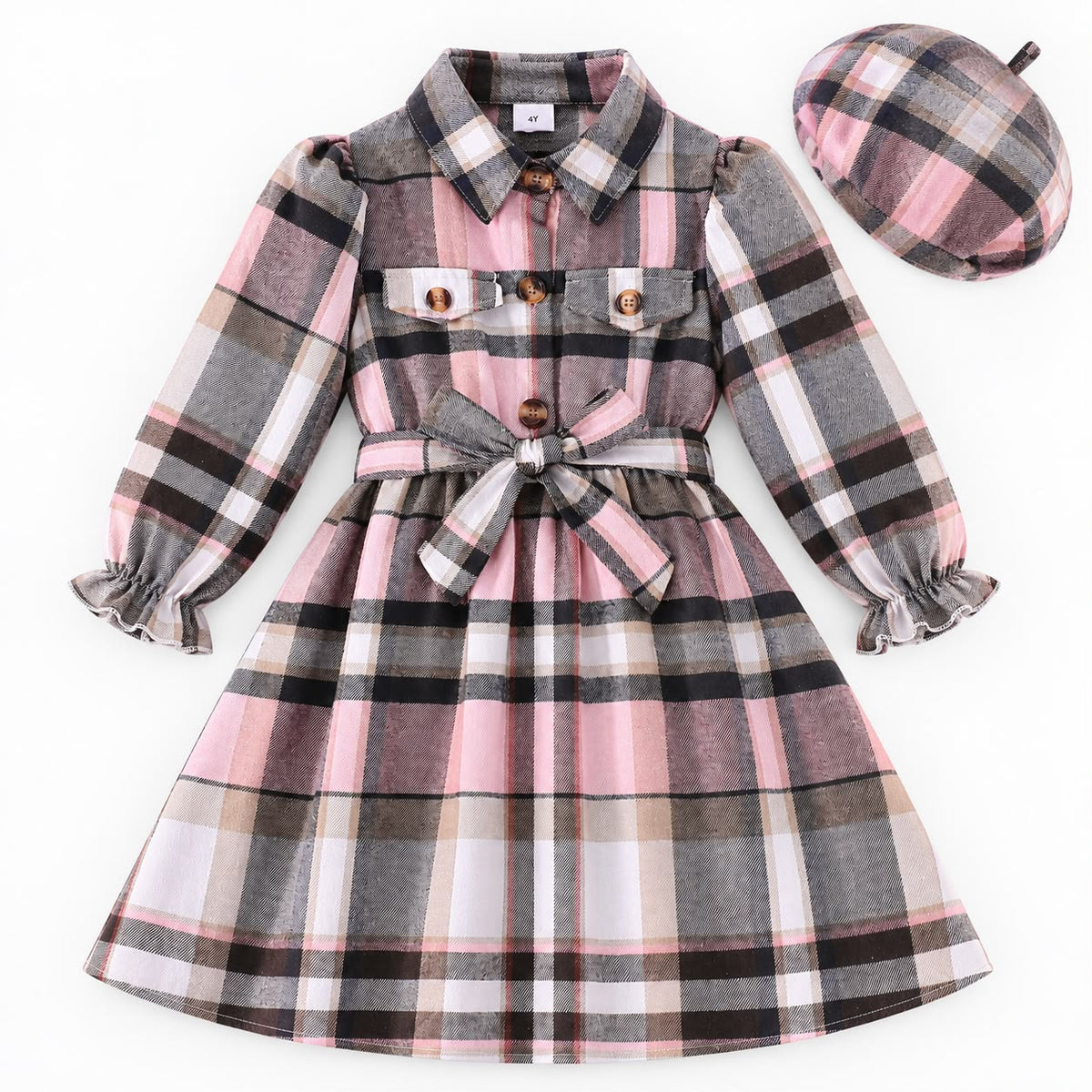 Belted Check Toddler Dress