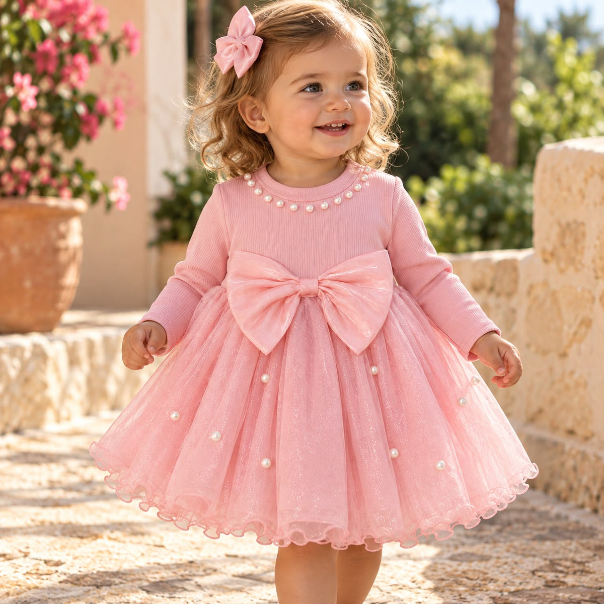 Pearl Detail Tulle Dress
