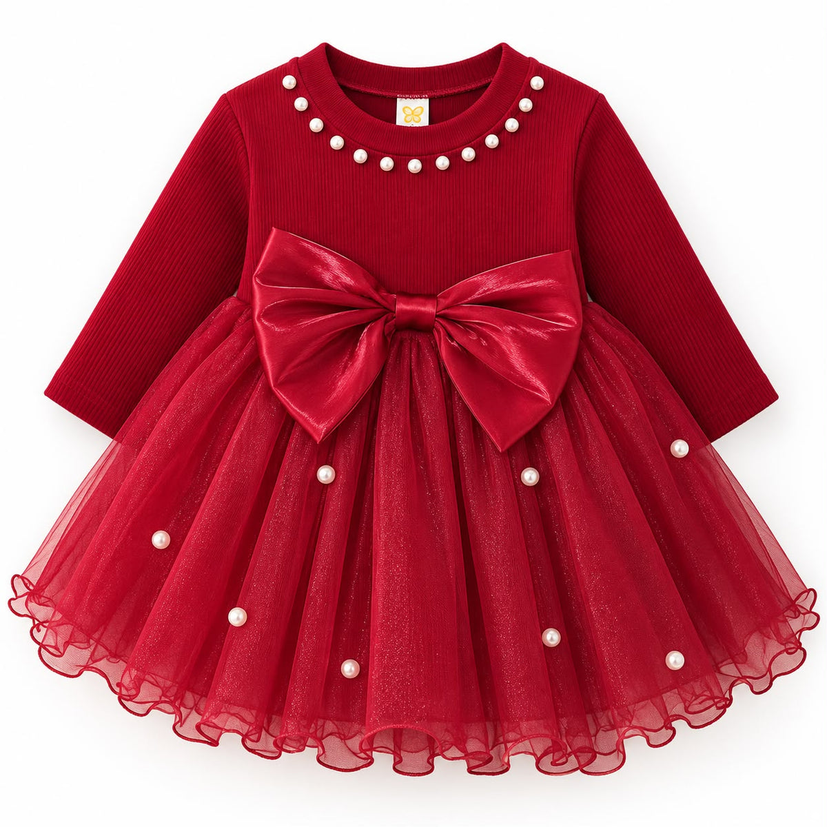 Pearl Detail Tulle Dress