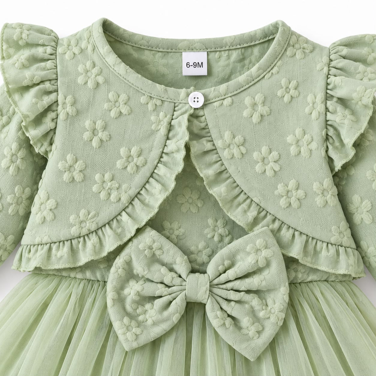 Floral Tulle Dress and Cardigan Set