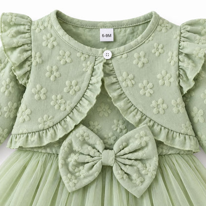 Floral Tulle Dress and Cardigan Set