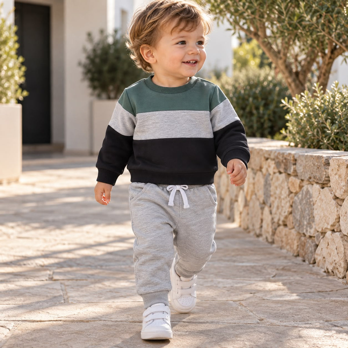 Colorblock Sweatshirt and Joggers Set