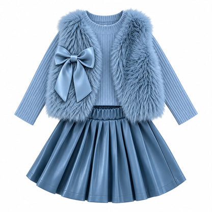 Faux Fur Vest and Skirt Set