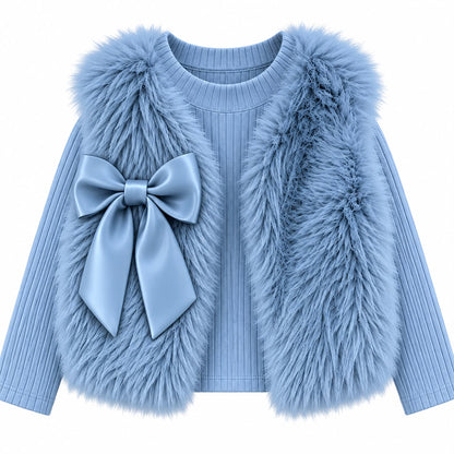 Faux Fur Vest and Skirt Set