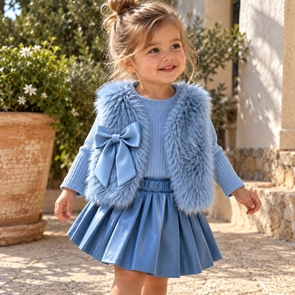 Faux Fur Vest and Skirt Set