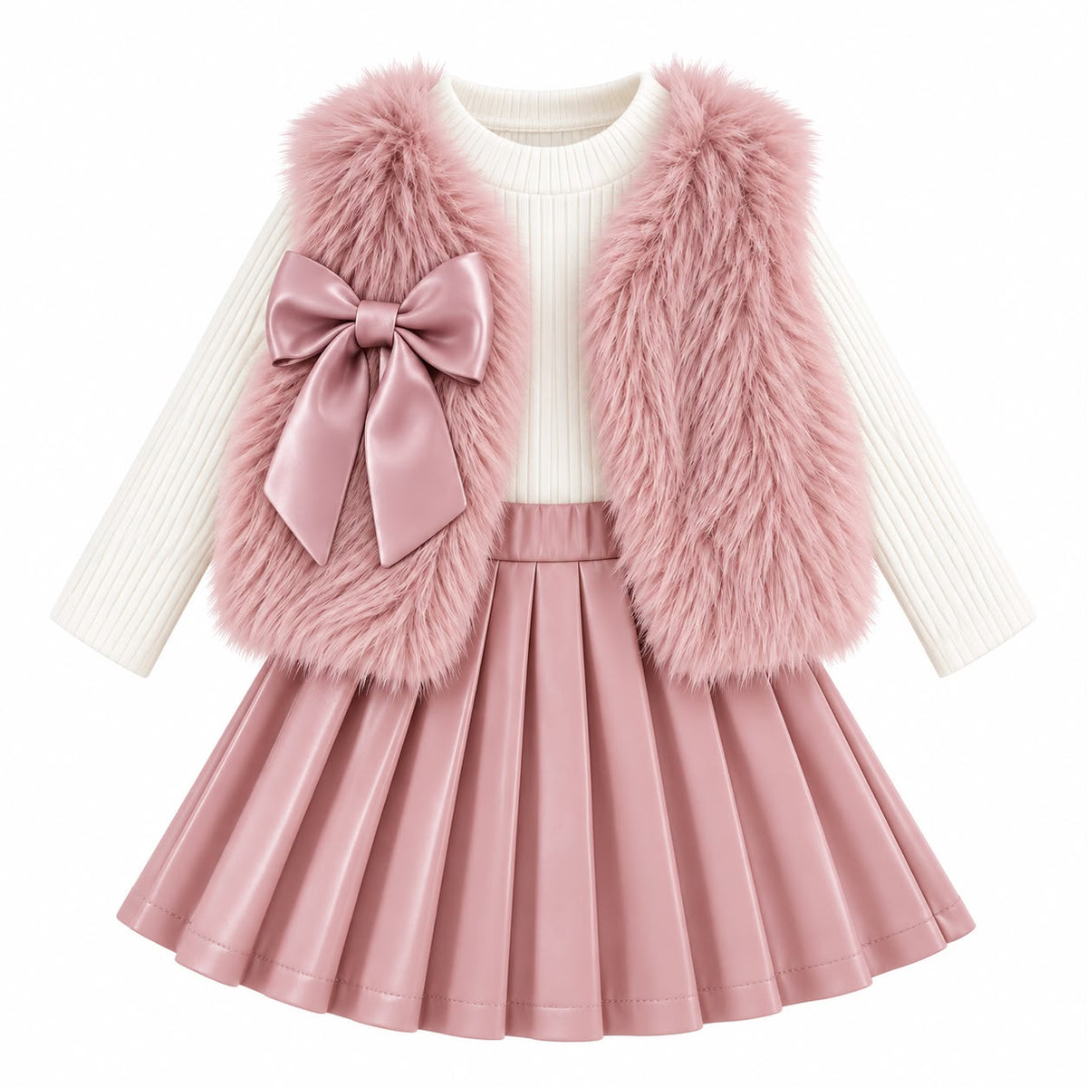 Faux Fur Vest and Skirt Set