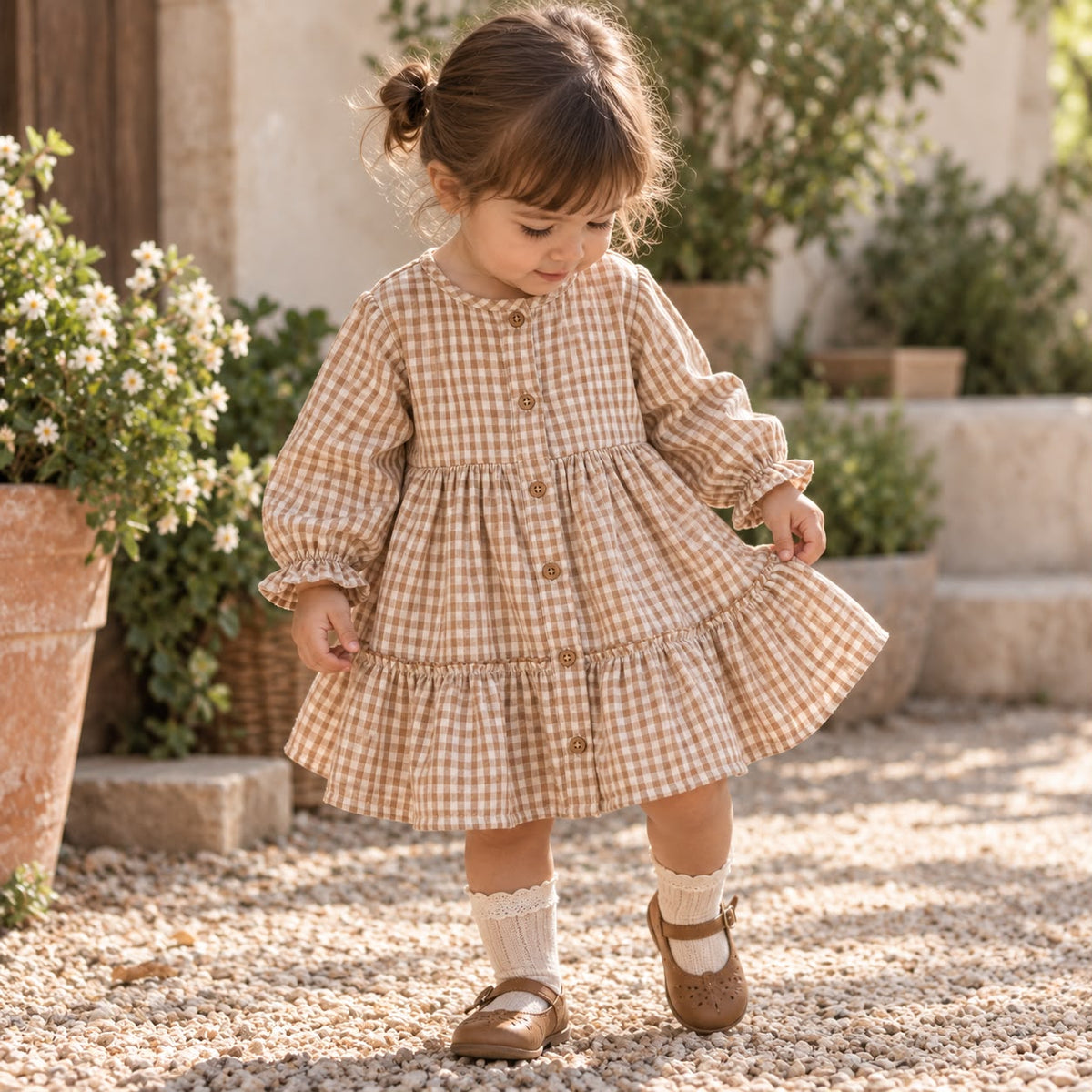 Tiered Gingham Toddler Dress