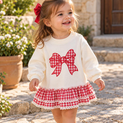 Red Plaid Ruffle Dress
