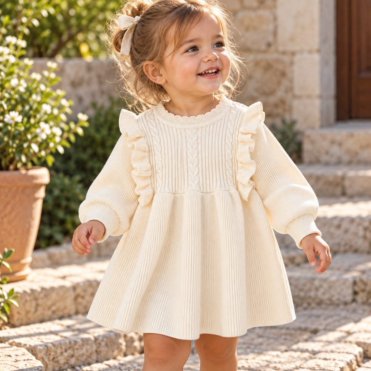 Ribbed Long Sleeve Baby Dress