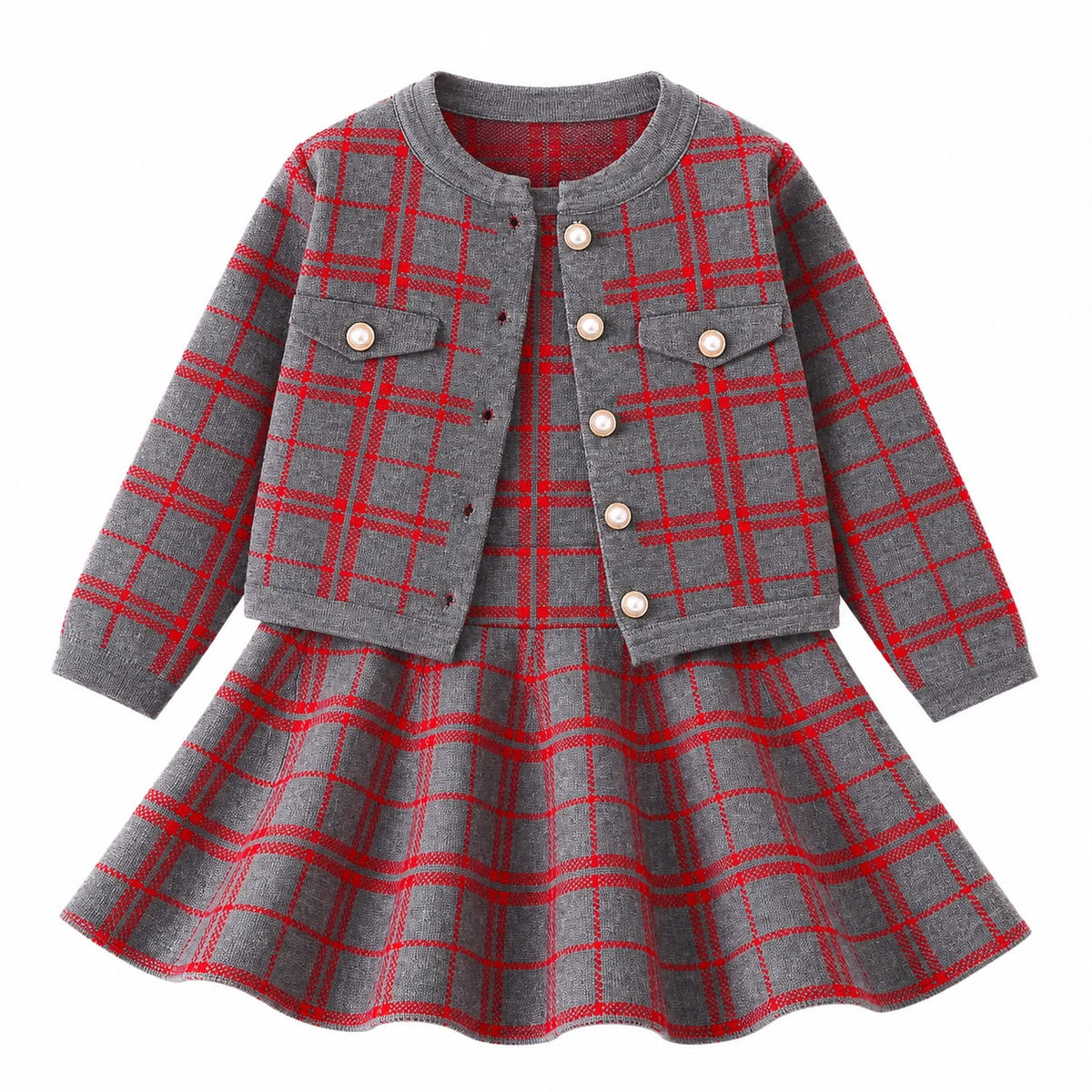 Classic Check Knit Dress Set