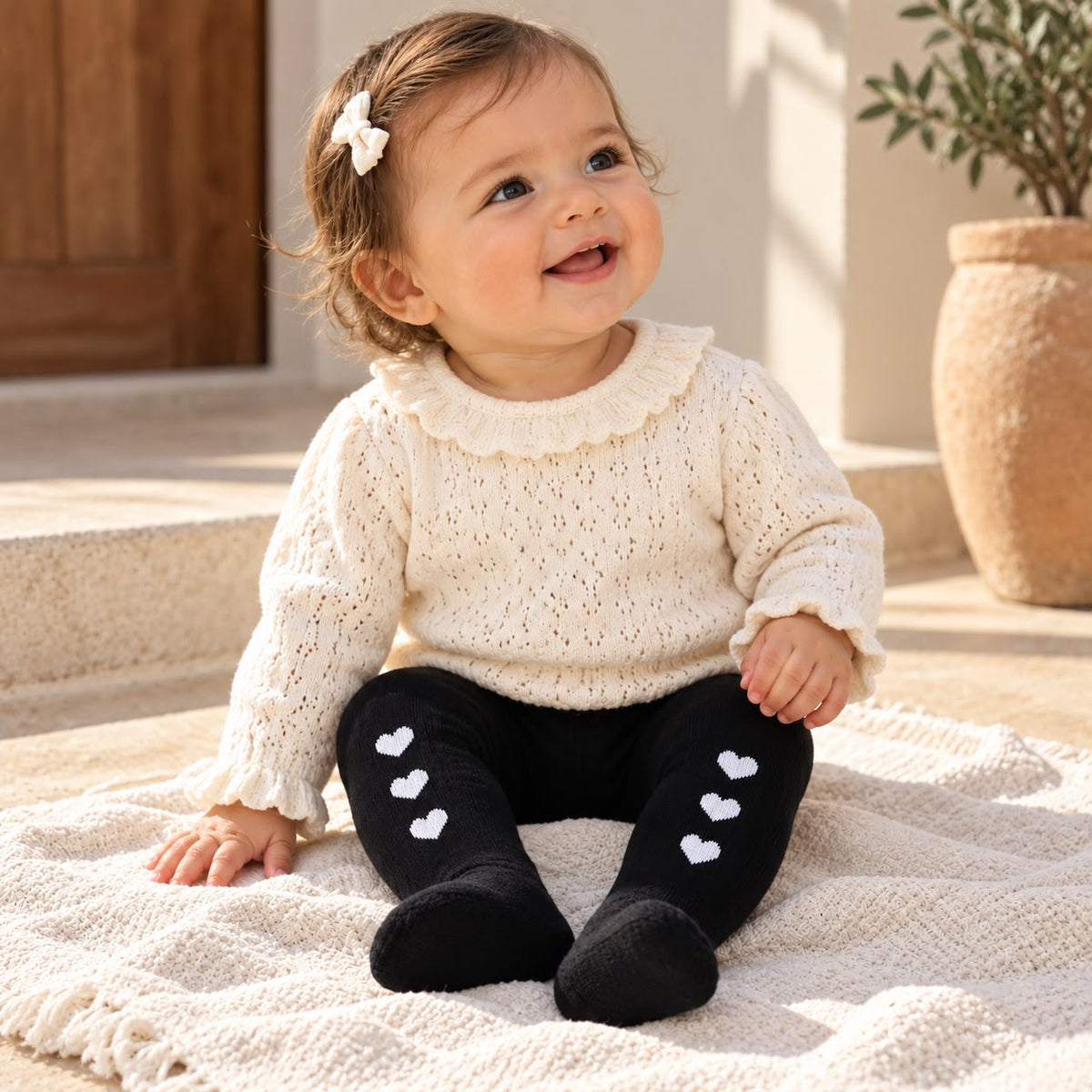 Heart Pattern Toddler Tights