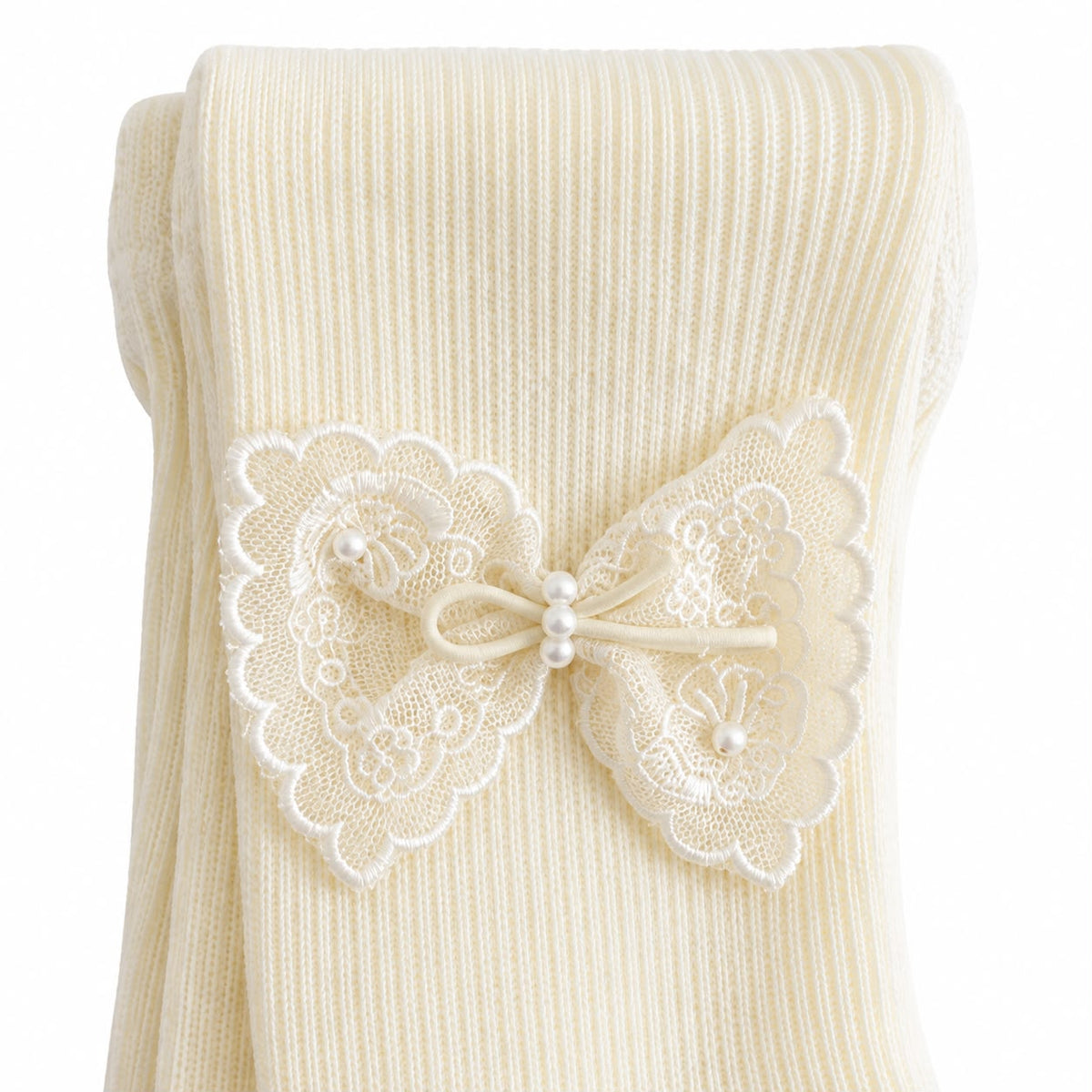 Ivory Bow Baby Tights