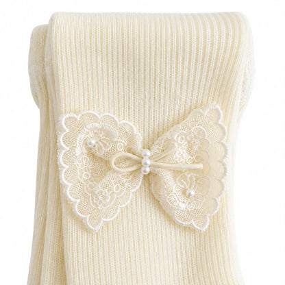 Ivory Bow Baby Tights