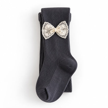 Ivory Bow Baby Tights