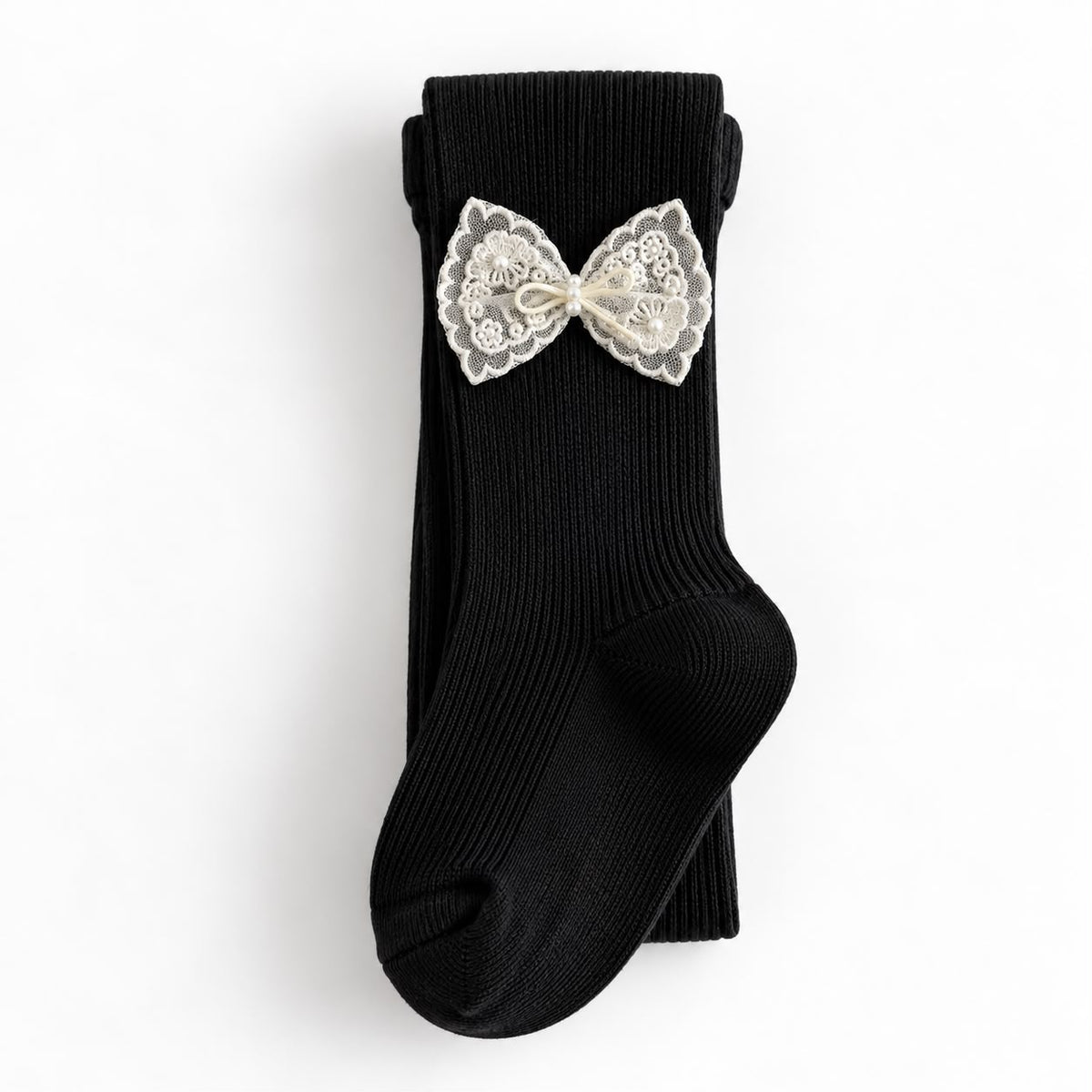 Ivory Bow Baby Tights