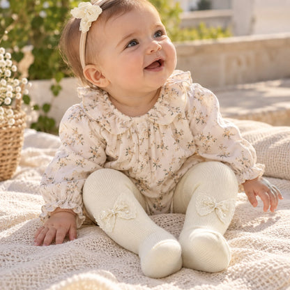 Ivory Bow Baby Tights