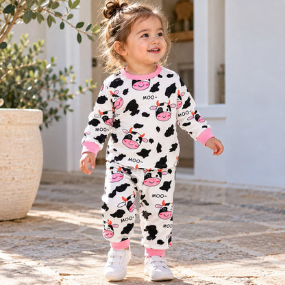 Cow Print Kids Sleepwear Set
