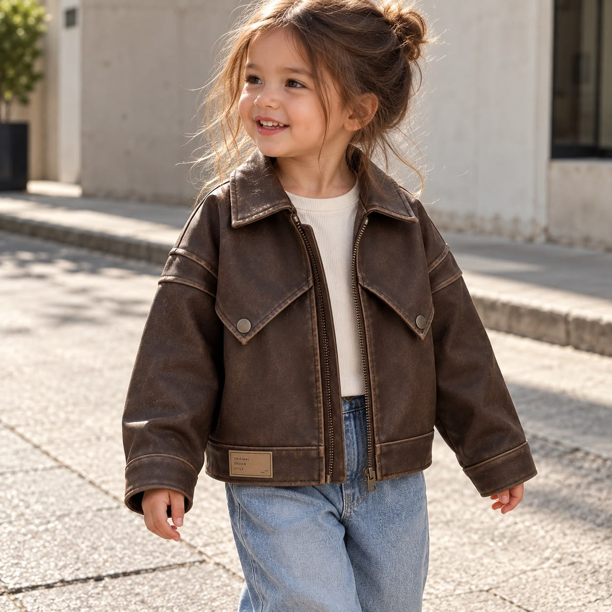 Faux Leather Kids Jacket