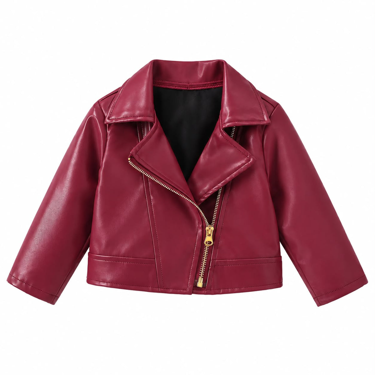 Burgundy Faux Leather Kids Jacket