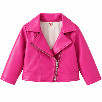 Burgundy Faux Leather Kids Jacket