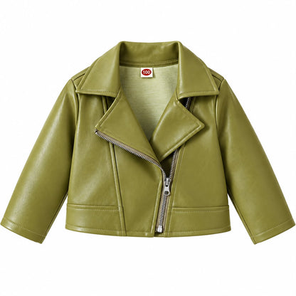 Burgundy Faux Leather Kids Jacket