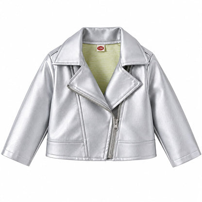 Burgundy Faux Leather Kids Jacket