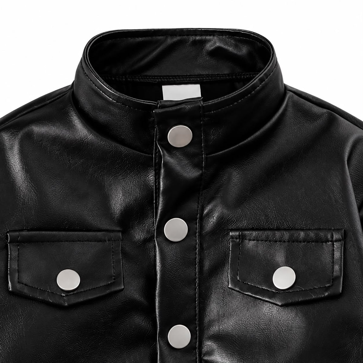 Black Faux Leather Kids Jacket