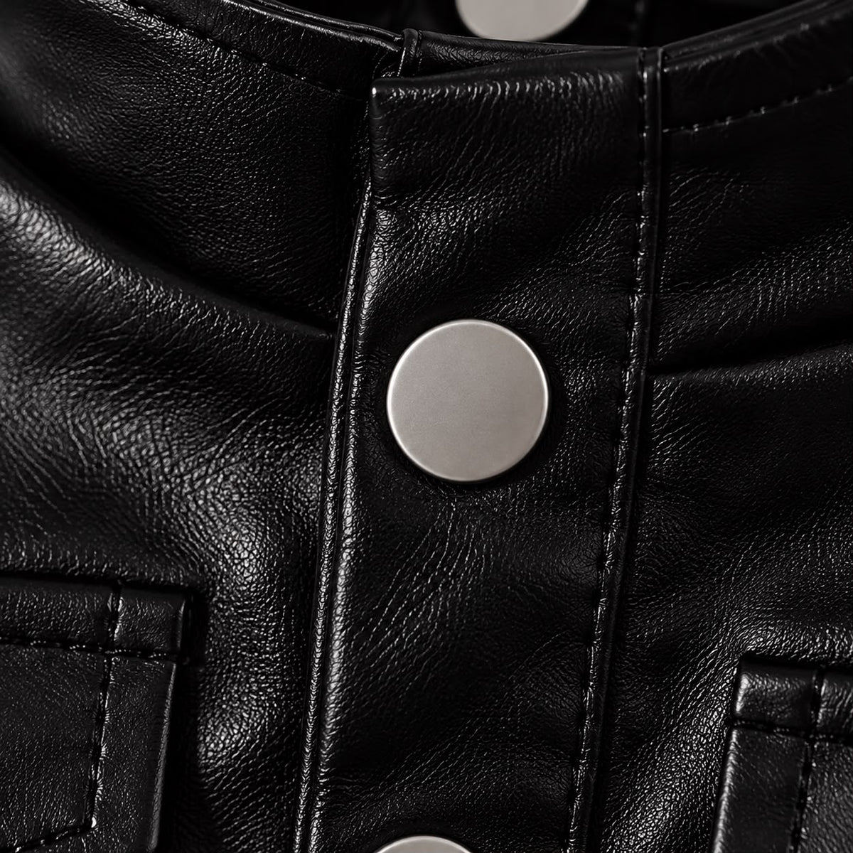 Black Faux Leather Kids Jacket