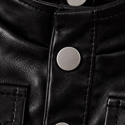 Black Faux Leather Kids Jacket