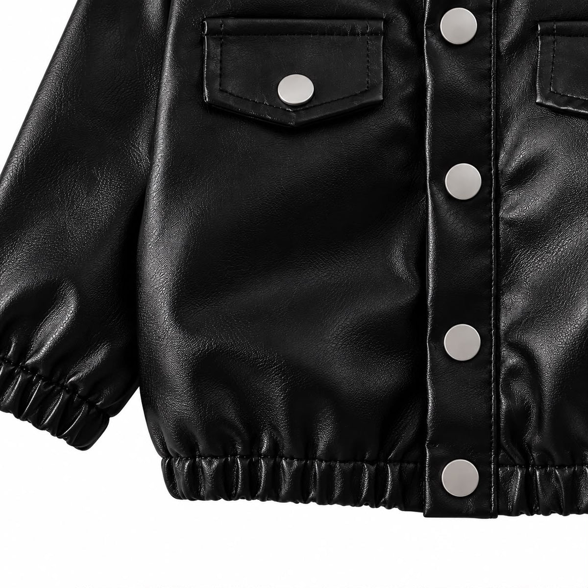 Black Faux Leather Kids Jacket